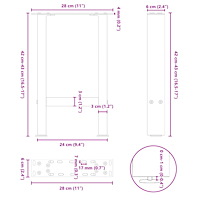 vidaXL Soffbordsben naturstål 2 st 28x(42-43) cm stål