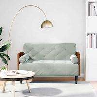 vidaXL Loveseat soffa med bolsterdynor ljusgrå 110 cm sammet