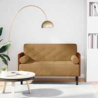vidaXL Loveseat soffa med dynor brun 110 cm sammet