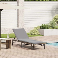 vidaXL Solsäng med dyna beige konstrotting