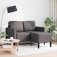 vidaXL 2-sitssoffa med schäslong L-formad grå 125 cm konstläder