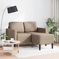 vidaXL 2-sitssoffa med schäslong L-formad cappuccino 125 cm konstläder