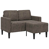 vidaXL 2-sitssoffa med schäslong L-formad mörkgrå 125 cm konstläder