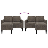 vidaXL 2-sitssoffa med schäslong L-formad mörkgrå 125 cm konstläder