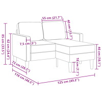 vidaXL 2-sitssoffa med schäslong L-formad mörkgrå 125 cm konstläder