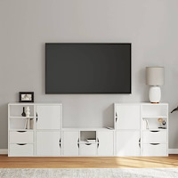vidaXL TV-bänk 5 delar med förvaring "ODDA" vit massiv furu