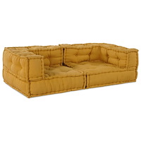 vidaXL Modulärt puff gul 140x70x36 tyg