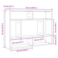 vidaXL Vägghylla artisan ek 75x16x55 cm konstruerat trä