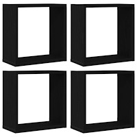 vidaXL Vägghylla kubformad 4 st svart ek 30x15x30 cm konstruerat trä