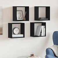 vidaXL Vägghylla kubformad 4 st svart ek 30x15x30 cm konstruerat trä