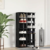 vidaXL Skohyllor 2 st svart ek 25x27x102 cm konstruerat trä