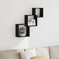 vidaXL Vägghyllor kub svart ek 68x15x68 cm konstruerat trä
