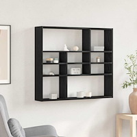 vidaXL Vägghylla svart ek 90x16x78 cm konstruerat trä