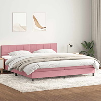 vidaXL Resårsäng med madrass rosa 180x220 cm sammet