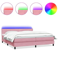vidaXL Resårsäng med madrass rosa 180x220 cm sammet