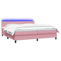 vidaXL Resårsäng med madrass rosa 180x220 cm sammet