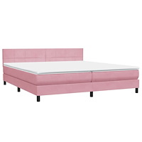 vidaXL Resårsäng med madrass rosa 180x220 cm sammet
