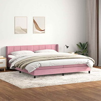 vidaXL Resårsäng med madrass rosa 180x220 cm sammet