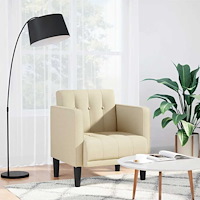 vidaXL Soffstol med armstöd gräddvit 53 cm tyg