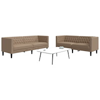 vidaXL Soffgrupp chesterfield 2 delar cappuccino konstläder