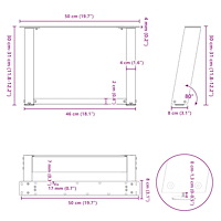vidaXL Soffbordsben U-formade 2 st naturstål 50x(30-31) cm stål