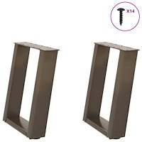 vidaXL Soffbordsben U-formade 2 st naturstål 38x(42-43) cm stål
