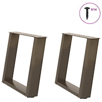 vidaXL Soffbordsben U-formade 2 st naturstål 50x(42-43) cm stål