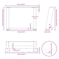 vidaXL Soffbordsben U-formade 2 st naturstål 60x(42-43) cm stål