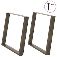 vidaXL Matbordsben U-formade 2 st naturstål 90x(72-73) cm stål