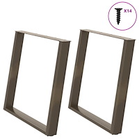 vidaXL Matbordsben U-formade 2 st naturstål 100x(72-73) cm stål