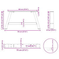 vidaXL Soffbordsben A-formade 2 st 70x(30-31) cm stål