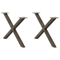 vidaXL Soffbordsben X-formade 2 st naturstål 70x(42-43) cm stål