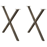vidaXL Matbordsben X-formad 2 st naturstål 90x(72-73) cm stål