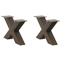 vidaXL Soffbordsben X-formade 2 st naturstål 60x(30-31) cm stål