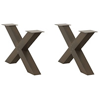 vidaXL Soffbordsben X-formade 2 st naturstål 70x(42-43) cm stål