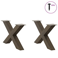 vidaXL Soffbordsben X-formade 2 st naturstål 70x(42-43) cm stål