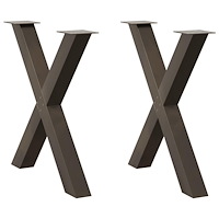 vidaXL Matbordsben X-formad 2 st naturstål 70x(72-73) cm stål