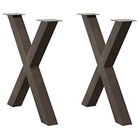 vidaXL Matbordsben X-formad 2 st naturstål 80x(72-73) cm stål