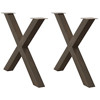 vidaXL Matbordsben X-formade 2 st naturstål 90x(72-73) cm stål