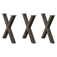 vidaXL Matbordsben X-formad 3 st naturstål 70x(72-73) cm stål
