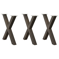 vidaXL Matbordsben X-formad 3 st naturstål 80x(72-73) cm stål