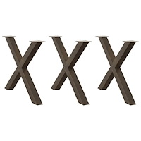 vidaXL Matbordsben X-formade 3 st naturstål 90x(72-73) cm stål