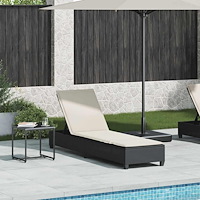 vidaXL Solstol med dynor svart 55x200x25,5cm konstrotting