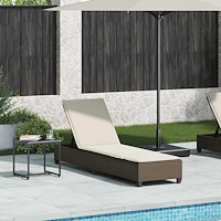 vidaXL Solstol med dynor brun 55x200x25,5cm konstrotting