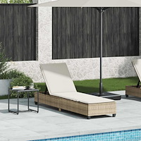 vidaXL Solstol med dynor beige 55x200x25,5cm konstrotting
