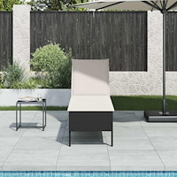 vidaXL Solstol med dyna svart 55x200x44cm konstrotting