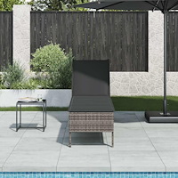 vidaXL Solstol med dyna grå 55x200x44cm konstrotting
