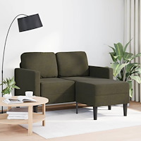vidaXL 2-sitssoffa med schäslong L-formad armégrön 125 cm konstläder