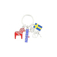 Nordic Souvenir Nyckelring D-häst Sweden Älg Flagga
