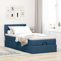 vidaXL Ottoman sängram med madrass blå 80x200 cm tyg
